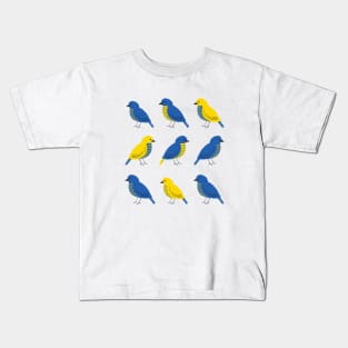 Little Birds of Peace | Ukrainian Flag color hand drawn heart, Peace for Ukraine Kids T-Shirt